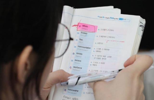 Một học sinh Hàn Quốc đang ôn luyện tiếng Anh ẢnhYonhap News