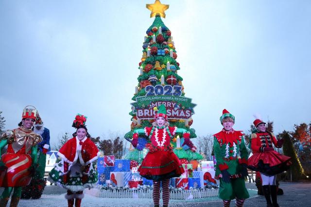 36만400여개 레고로 제작된 9m 높이의 크리스마스 트리 사진레고랜드 코리아 리조트