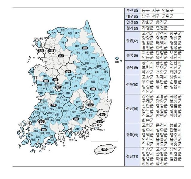 인구감소지역 지정 현황 사진행안부