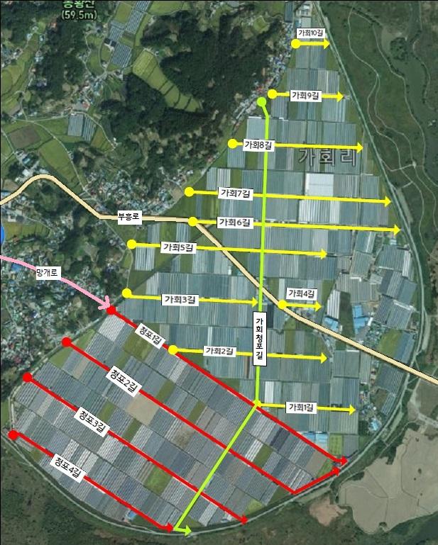 세도면 망개뜰 비닐하우스 밀집지역 도로명주소사진부여군
