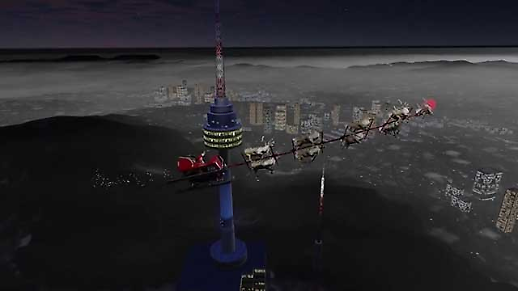 圣诞老人抵达首尔夜空！ 驾驶雪橇环绕南山塔向孩子们洒下礼物