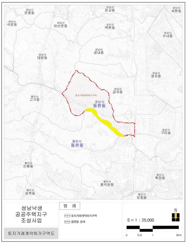 토지거래허가구역이 해제된 수지구 동천동 지도사진용인시