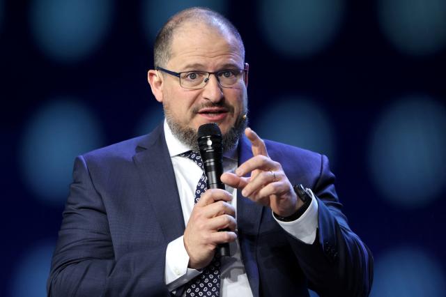 Cristiano Amon CEO of Qualcomm responds to a question during a keynote conversation at CES 2024 an annual consumer electronics trade show in Las Vegas Nevada US January 10 2024 REUTERSSteve Marcus
