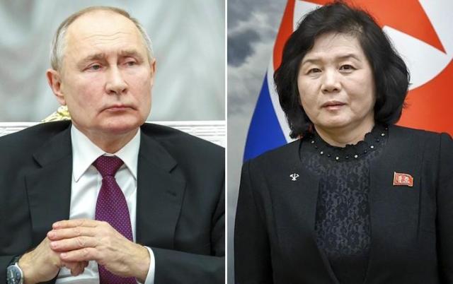 푸틴 러시아 대통령과 최선희 북한 외무상 사진연합뉴스