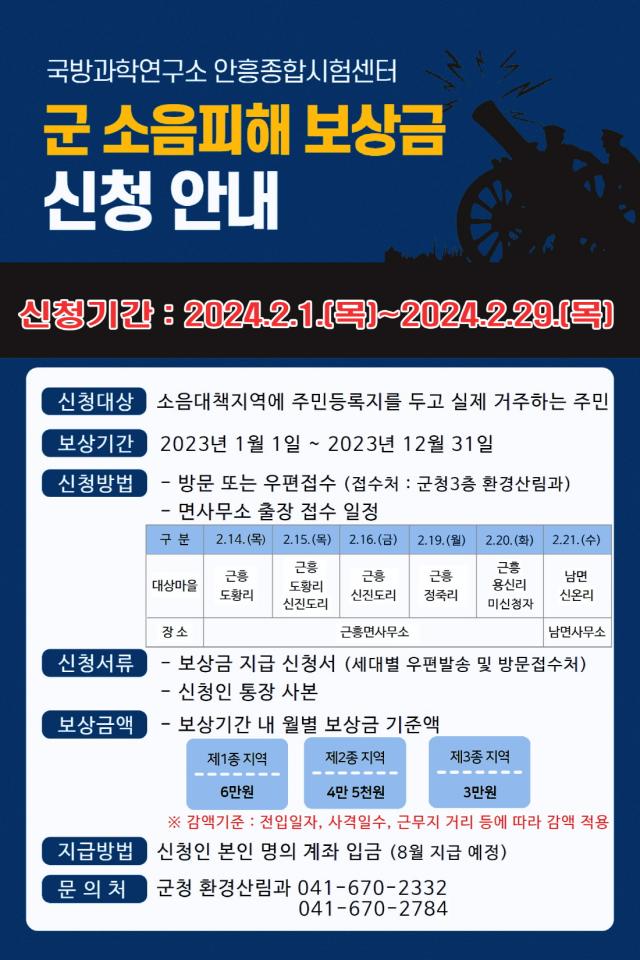 군 소음피해 보상금 지급 홍보물사진태안군