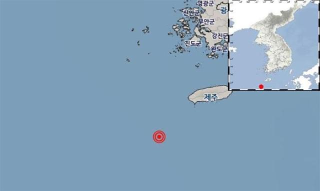 31일 오후 5시 36분께 규모 38 지진이 발생한 제주 서귀포시 이어도 북동쪽 62㎞ 해역 사진연합뉴스
