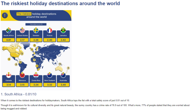 ADT 캡스가 선정한 가장 위험한 휴양지 1위 남아공 사진ADT캡스