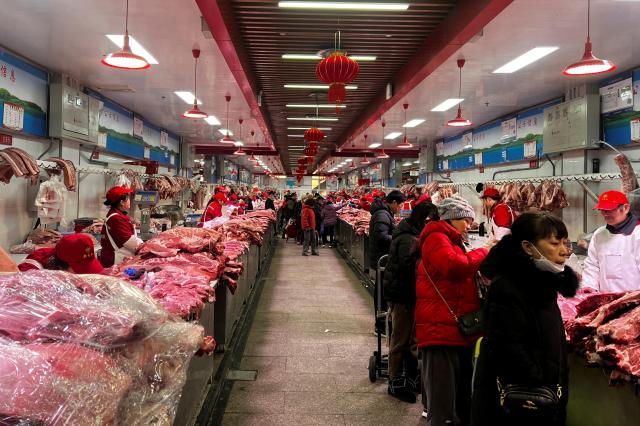 중국 베이징의 신파디 식품 도매 시장