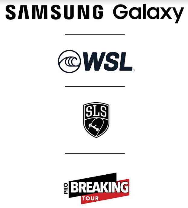 월드서프리그WSL·스트리트 리그 스케이트보딩SLS·프로 브레이킹 투어PBT 로고 사진삼성전자 제공