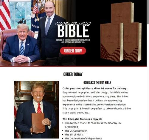 트럼프 전 대통령의 성경책 판촉 페이지 사진판매사이트 캡처