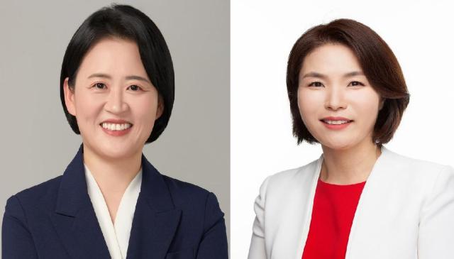 왼쪽부터 박지혜 더불어민주당 후보 전희경 국민의힘 후보사진박지혜 선거사무소