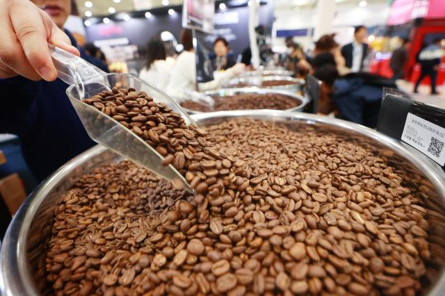 前月21日在首尔江南区COEX开展的“2024国际咖啡博览会”展出的咖啡豆。【图片来源 韩联社】