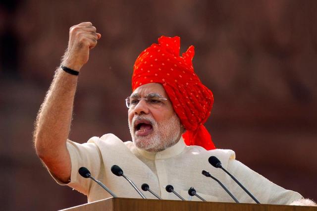 2014년 8월 나렌드라 모디 총리가 인도 뉴델리에서 연설하는 모습 사진AP 연합뉴스