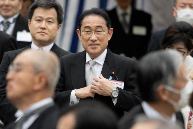 기시다 후미오 일본 총리가 23일 도쿄 아카사카궁에서 열린 파티에 참석한 모습 사진AFP 연합뉴스