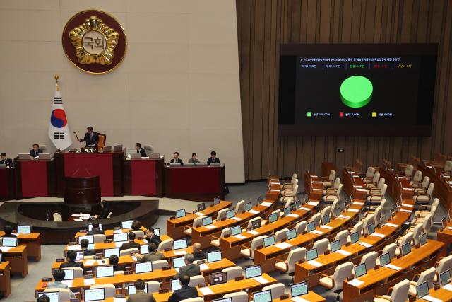 지난달 1월 9일 국회에서 열린 본회의에서 이태원참사 특별법이 야당 단독 처리되고 있다 사진연합뉴스