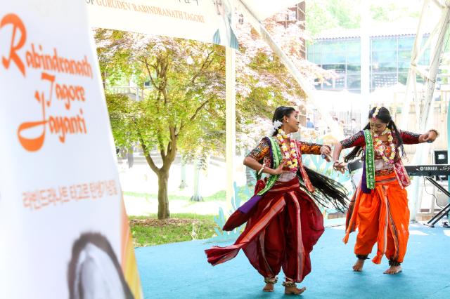 Dancers from the Embassy of Bangladesh perform at a stage on Nami Island in Chuncheon Gangwon Province May 3 2024 AJU PRESS Kim Dong-woo
