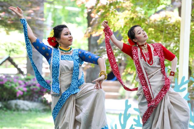 Indian artists perform during an event on Nami Island in Chuncheon Gangwon Province May 3 2024 AJU PRESS Kim Dong-woo