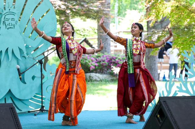 Bangladeshi dancers perform during an event on Nami Island in Chuncheon Gangwon Province May 3 2024 AJU PRESS Kim Dong-woo
