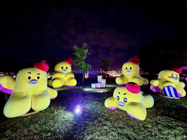 여의도한강공원에서 개최된 야외 도서관 ‘책읽는 한강공원’의 야간 풍경사진LG유플러스