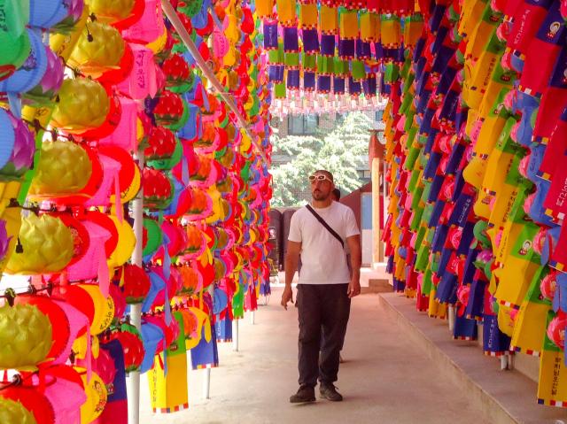 A passersby walks through the Jogyesa in Jongno Seoul May 8 2024  A week before the Buddhas birthday Jogyesa prepare the lotus lanterns and other events AJU PRESS Kim Dong-woo