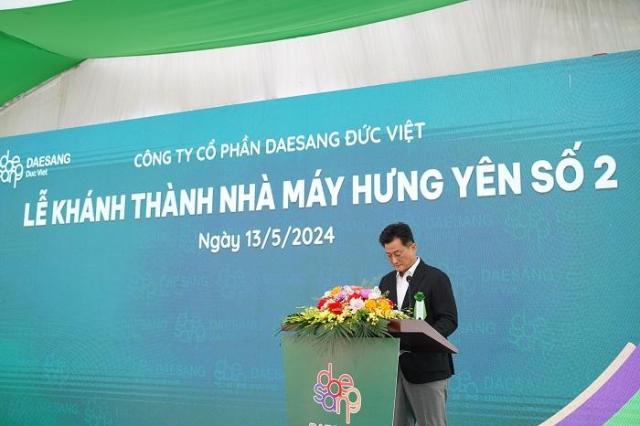 Ông Jang Hoon - Tổng giám đốc Công ty Cổ phần Daesang Đức Việt đang phát biểu tại buổi lễ khánh thành ẢnhDaesang Đức Việt