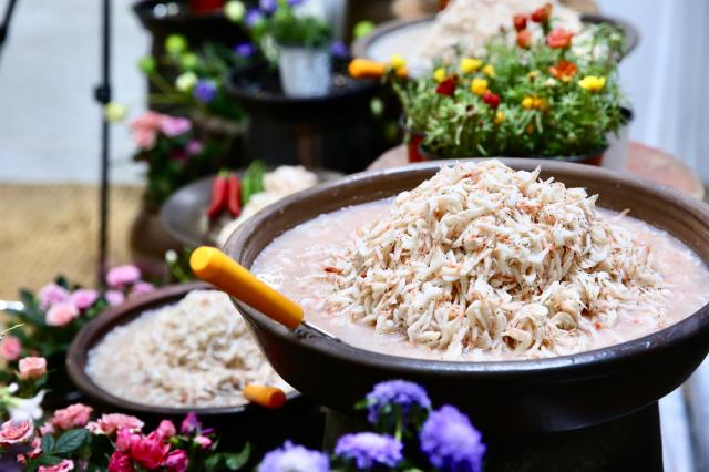 Salted fermented shrimp dishes are displayed at the Seoul Seafood Show at COEX on May 16 2024 AJU PRESS Han Jun-gu
