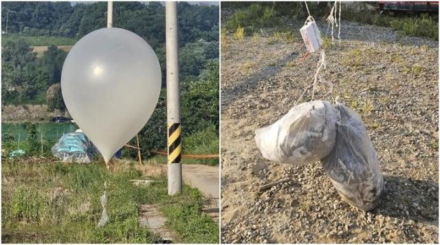 韓国各地で確認された北朝鮮の「汚物風船」約150個···韓国軍「直ちに中断せよ」