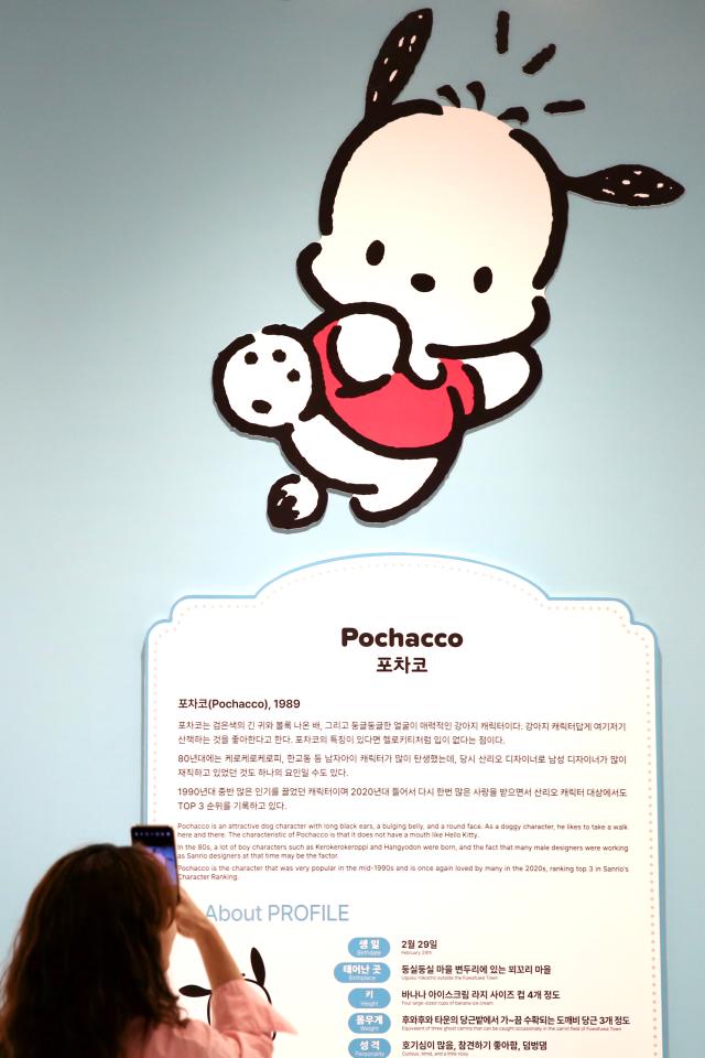 A visitor takes a photo of an exhibit at the Hello Kitty 50th Anniversary Special Exhibition hold at the DDP on June 3 2024 AJU PRESS Han Jun-gu