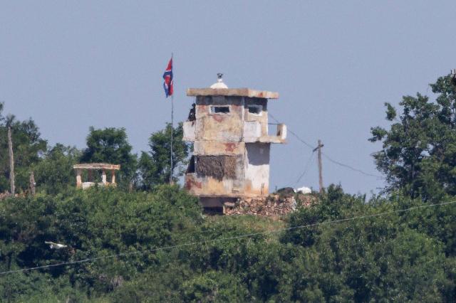 A North Korean lookout is seen in the inter-Korean border in Paju Gyeonggi Province June 4 2024 Yonhap