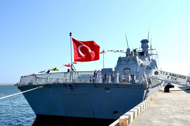 Turkish warship TCG Kinaliada is docked at Koreas Fleet Command port in the southern port city of Busan on June 4 AJU PRESS Han Jun-gu