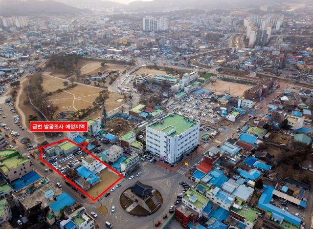 ‘홍주읍성’ 멸실 성곽 복원·정비 발굴조사 위치도 드론사진사진홍성군