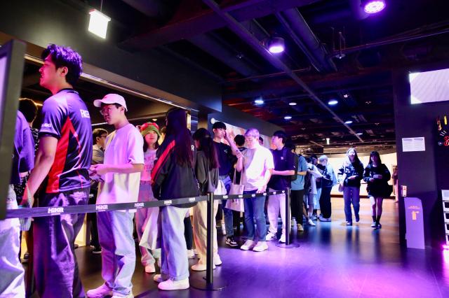 Visitors line up for experience booths at the Faker Temple in the HiKR Ground in central Seoul area on June 5th 2024 AJU PRESS Han Jun-gu