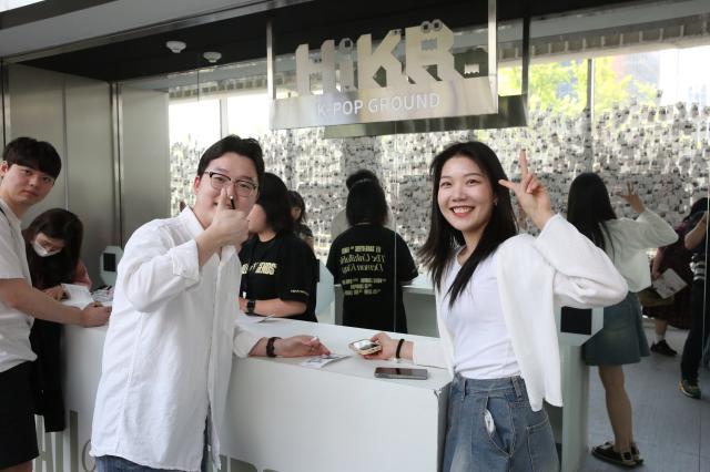 Visitors pose for photos at the Faker Temple in the HiKR Ground in central Seoul area on June 5th 2024 AJU PRESS Han Jun-gu