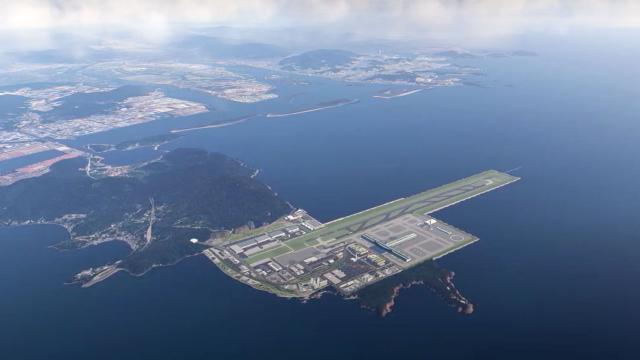 지난 1월 11일 오전 부산시청에서 열린 가덕도신공항 비전과 전략 선포식에서 가덕도신공항 홍보 영상이 상영되고 있다 사진연합뉴스