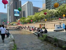 Người dân Seoul say sưa đọc sách tại thư viện ngoài trời ở Cheonggyecheon
