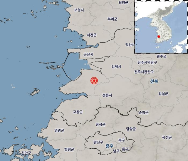 Vị trí xảy ra động đất sáng ngày 1262024 tại Hàn Quốc ẢnhKMA