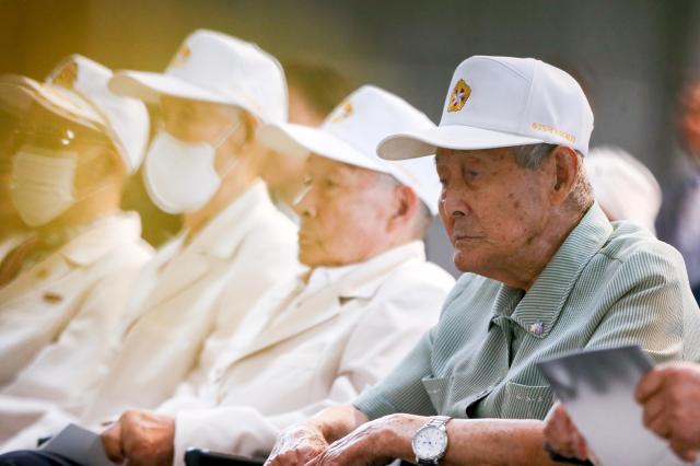 Korean War veterans attend the We Have Not Forgotten Them exhibition at the War Memorial Hall in Yongsan-gu Seoul on June 20 2024 AJU PRESS Kim Dong-woo