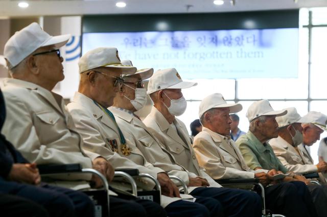 Korean War veterans attend the We Have Not Forgotten Them exhibition at the War Memorial Hall in Yongsan-gu Seoul on June 20 2024 AJU PRESS Kim Dong-woo