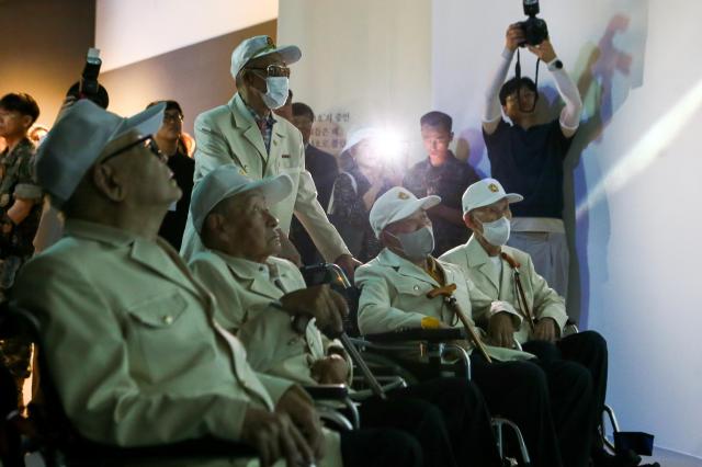 Korean War veterans attend the We Have Not Forgotten Them exhibition at the War Memorial Hall in Yongsan-gu Seoul on June 20 2024 AJU PRESS Kim Dong-woo