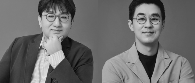 왼쪽부터 하이브 방시혁 의장과 박지원 대표이사 사진하이브 홈페이지