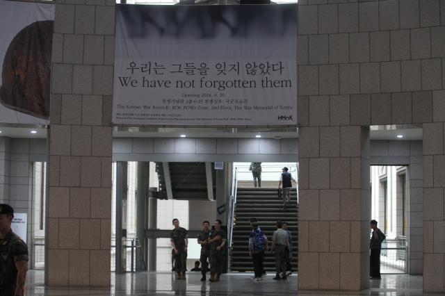 A poster read We have not forgotten them displayed at theat the War Memorial of Korea in Seoul  on June 25 2024 AJU PRESS Han Jun-gu