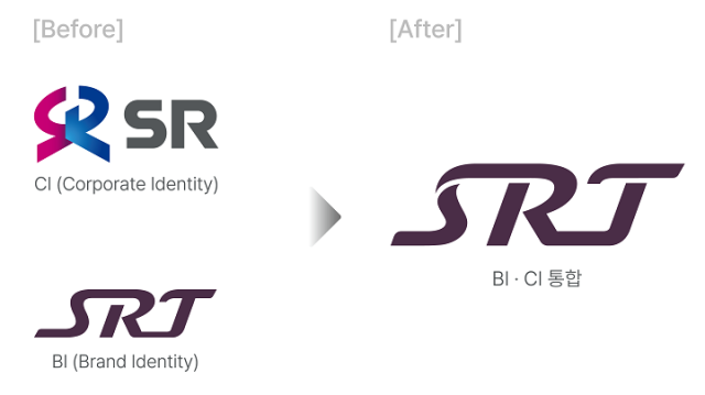 기존 CI·BI 통합형 새로운 에스알 CI 모습 사진SR