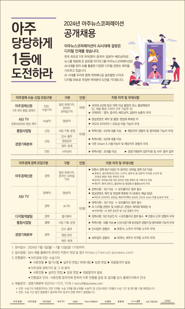 2024년 아주뉴스코퍼레이션 공개 채용 포스터