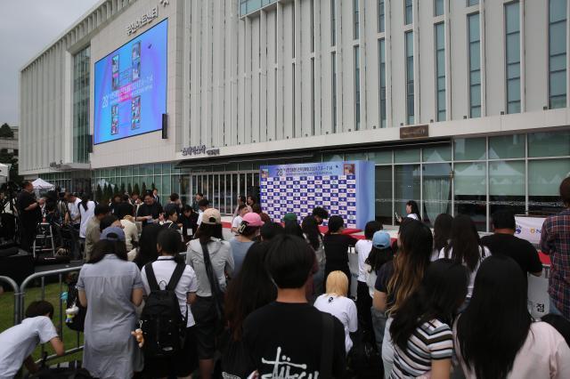 People wait for the opening of the annual Bucheon International Film Festival at a multi-purpose facility in Gyeonggi Province on July 4 2024 AJU PRESS Han Jun-gu