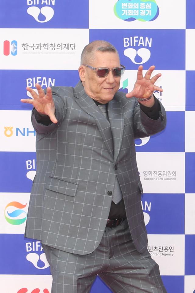 Bob Layton the comic book artist of Iron Man poses at the photo wall during the 28th Bucheon International Fantastic Film Festival in Gyeonggi Province on July 4 2024 AJU PRESS Han Jun-gu