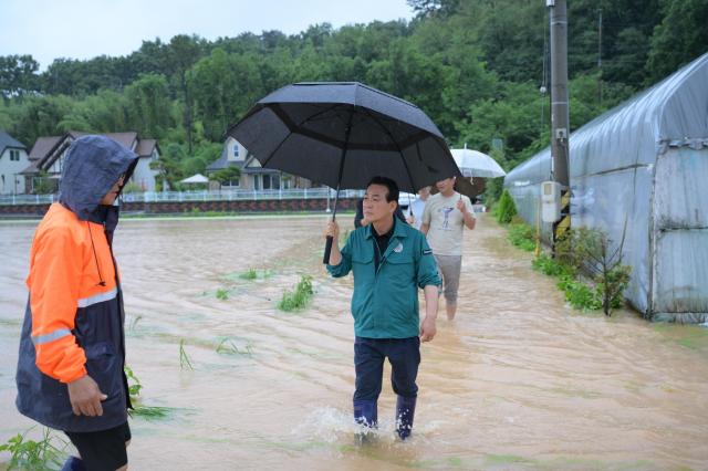 백성현 시장 호우현장점검 모습사진논산시