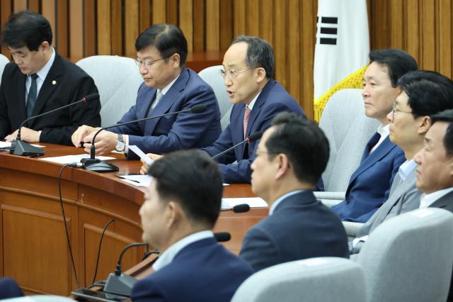 추경호 국민의힘 원내대표가 9일 오전 서울 여의도 국회에서 열린 원내대책회의에서 발언하고 있다 사진연합뉴스