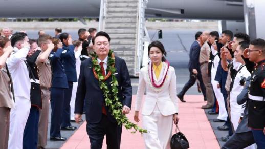 [포토] 하와이 공식 일정 시작한 윤석열 대통령