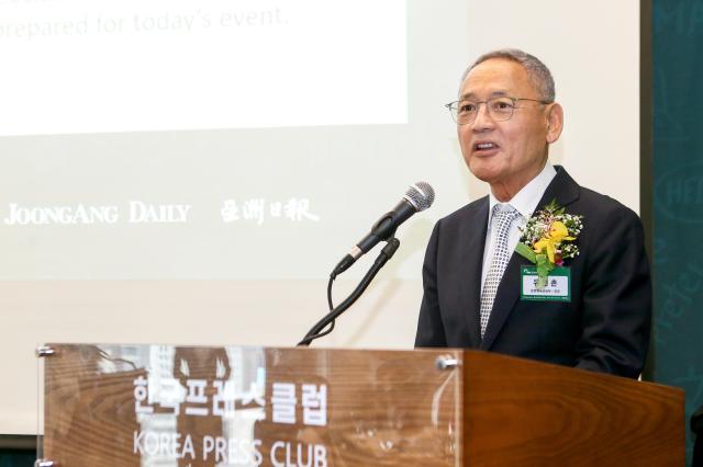 Yu In-chon minister of Culture Sports and Tourism gives a congratulatory speech at the 9th anniversary celebration of the Foreign Language Newspapers Association of Korea at the Korea Press Center on July 9 2024 AJU PRESS Kim Dong-woo 