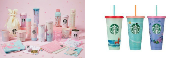 The Starbucks Sakura Edition and Jeju Island reusable cups Courtesy of Starbucks